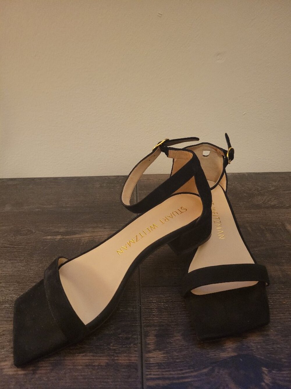 Stuart Weitzman 7 1/2 suede leather block heel sandals